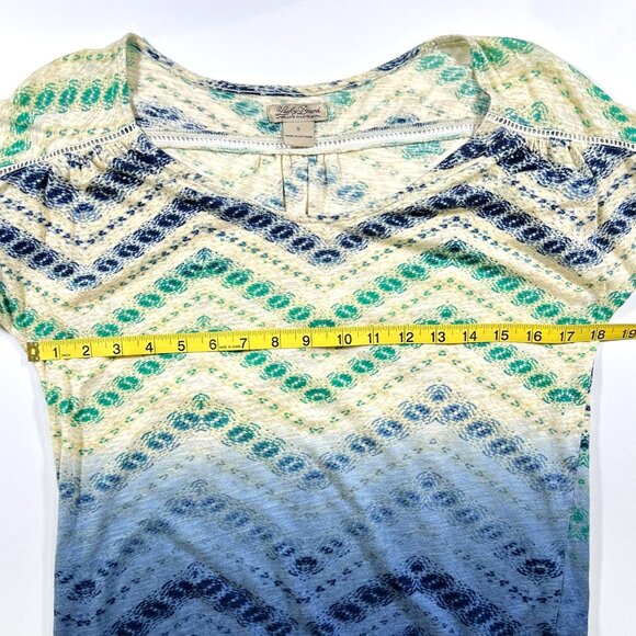Lucky Brand - Live in Love - Women's Sz S - Blue, Green & Yellow Chevron Design - Picture 8 of 11